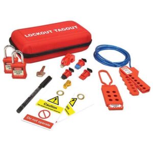 Lockout servicemonteur set rood incl. hangsloten en tas
